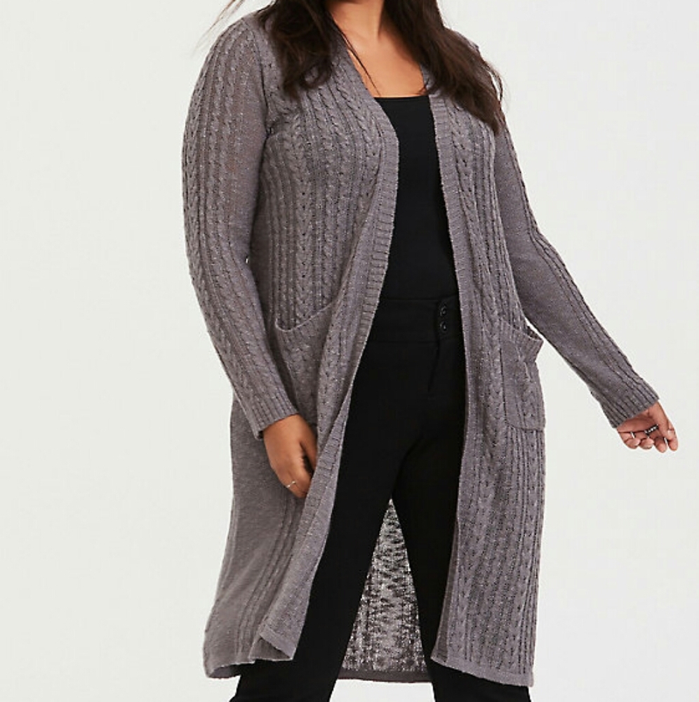Torrid Cable Knit Longline Cardigan Size 1